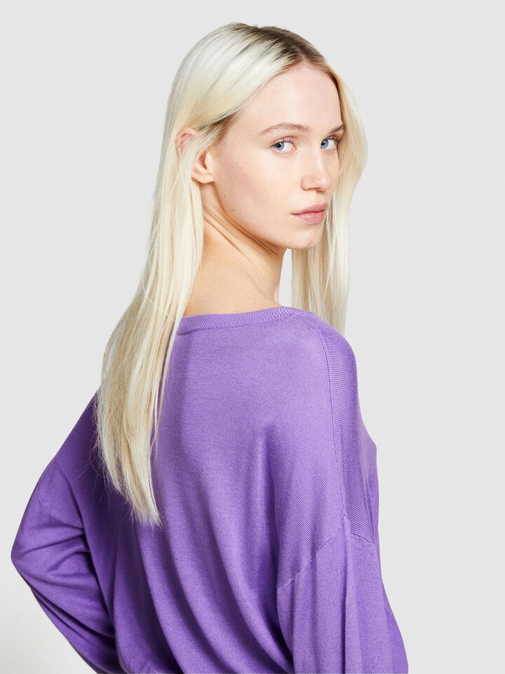 Top made of silk blend - women's boat neck sweaters - Lilac | Sisley image number 5